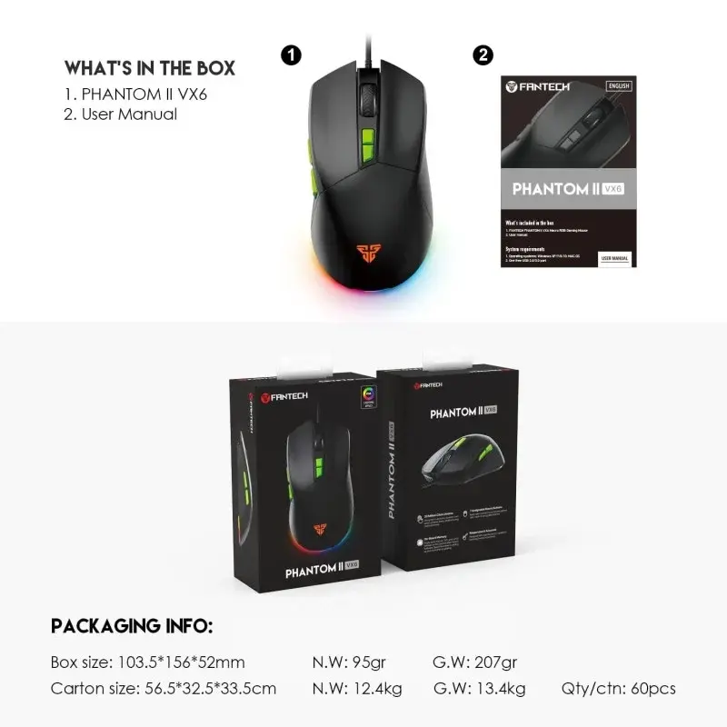 Fantech VX6 Phantom II – Advanced 7200 DPI RGB Wired Gaming Mouse3.webp