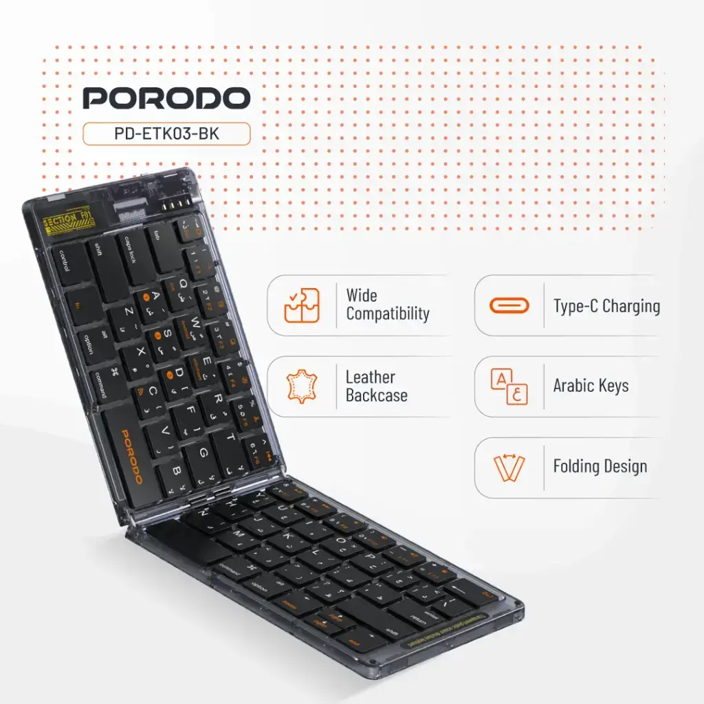 Porodo Crystal shell Wireless keyboard2.webp