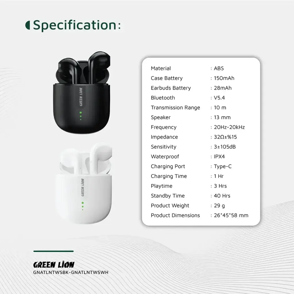 Green Lion Atlanta True Wireless Earbuds -3.webp