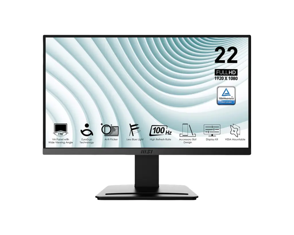 MSI PRO MP223 Business Productivity Monitors  22" IPS 100HZ HDR DP HDMI
