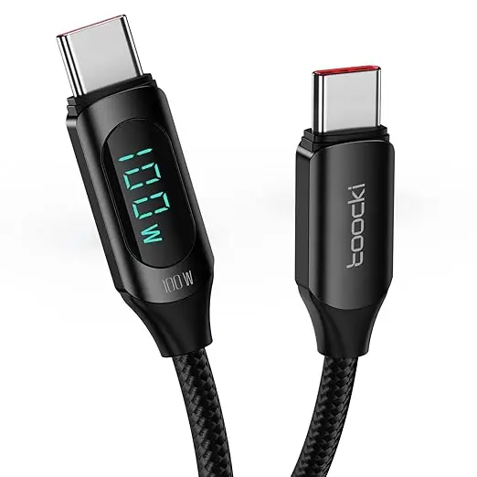 Toocki 100W PD Fast Charging Cable Type C to Type C Data Cord with Digital Display - 1M