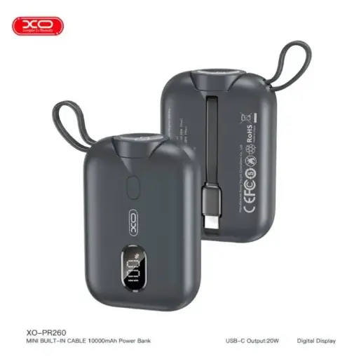 [XO-PR260] XO-PR260 Mini Built-in Cable 10000mAh Power Bank