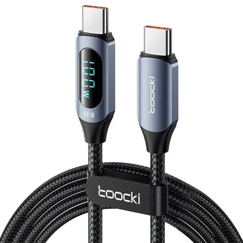 Toocki 100W PD Fast Charging Cable Type C to Type C Data Cord with Digital Display - 1M