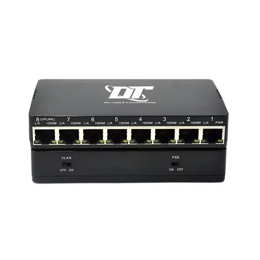 DT-SF08PP-2S 8-Port 10/100Mbps Reverse PoE Switch - 7 PoE In / 1 PoE Out